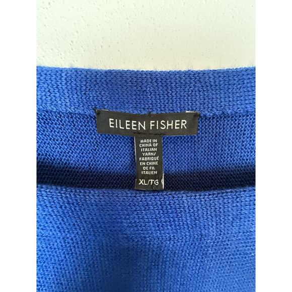 Eileen Fisher 100% Merino Wool Short Sleeve Blue Tunic Sweater Sz XL - Picture 3 of 7